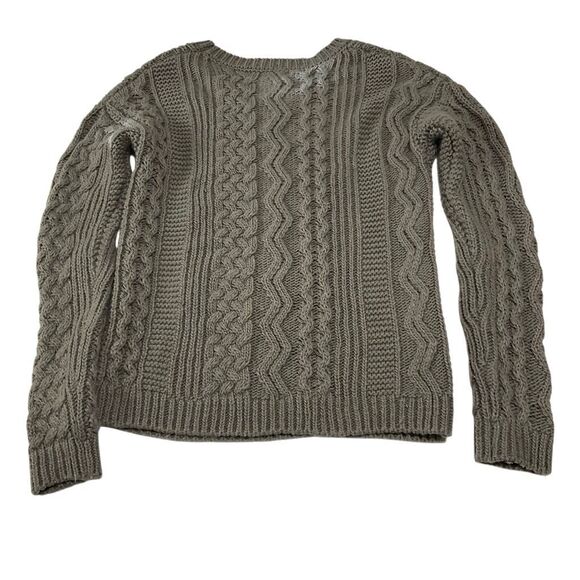 Y2K Grey Cable Knit Pullover, Relaxed Fit, XS. Academia - Picture 4 of 14